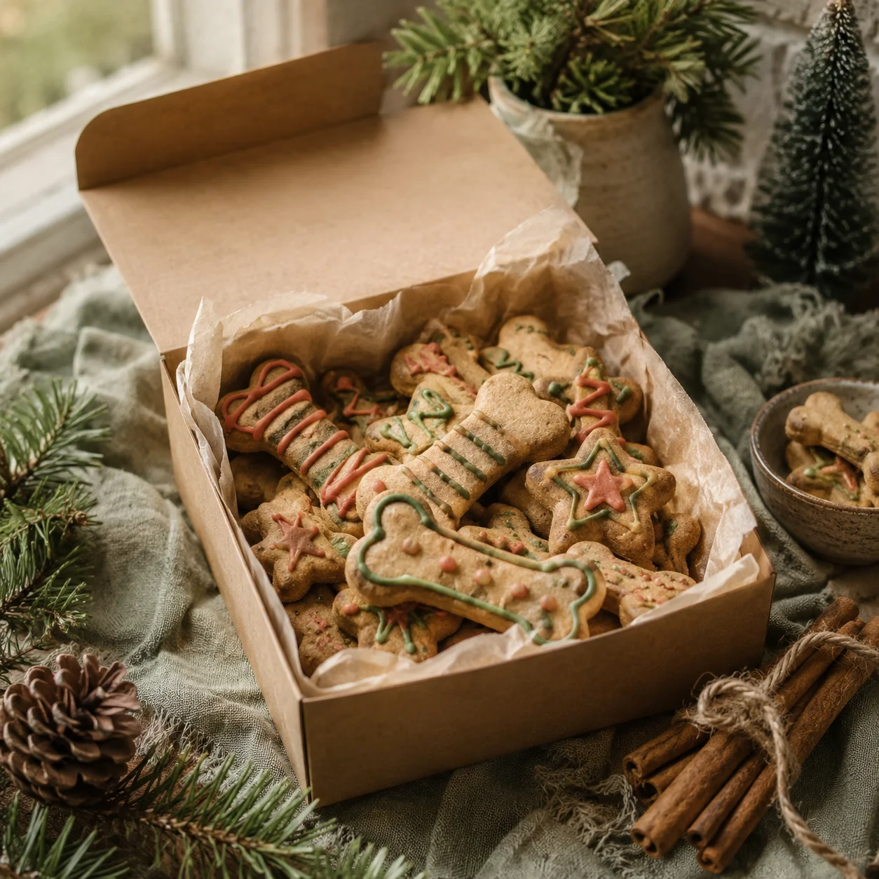 Conjunto de Natal com biscoitos para cão